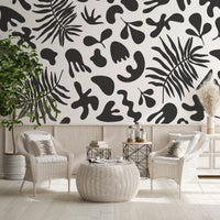 Dining room featuring Abstract Organic mural with graphic leaf forms