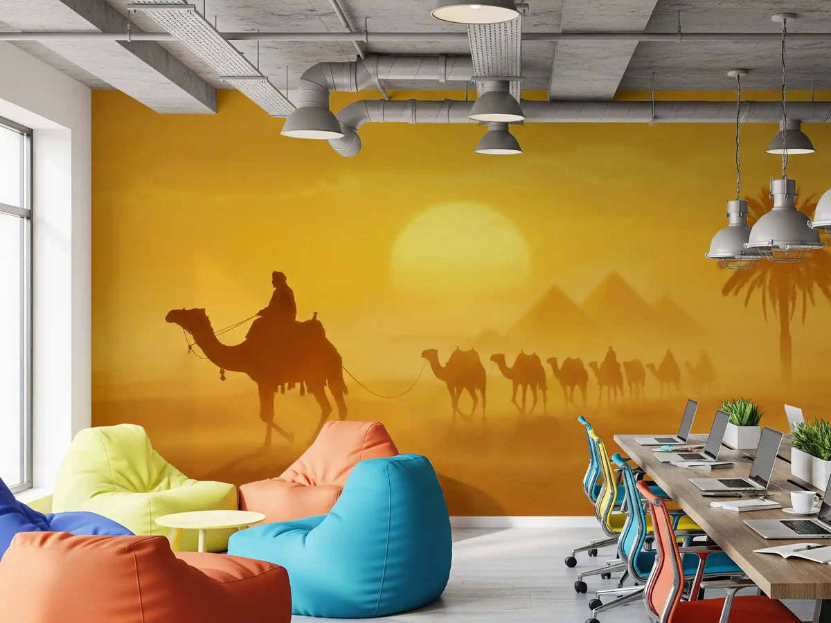 Sands of Time Desert Caravan Wall Mural – Golden Scene