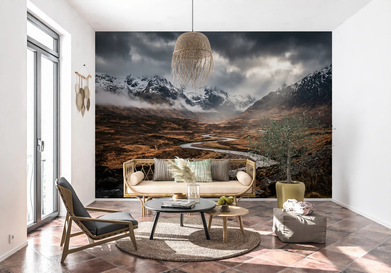 Fresque Murale Étreinte Dramatique des Highlands