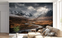 Highlands Dramatic Embrace wall mural with dark clouds and valley depth