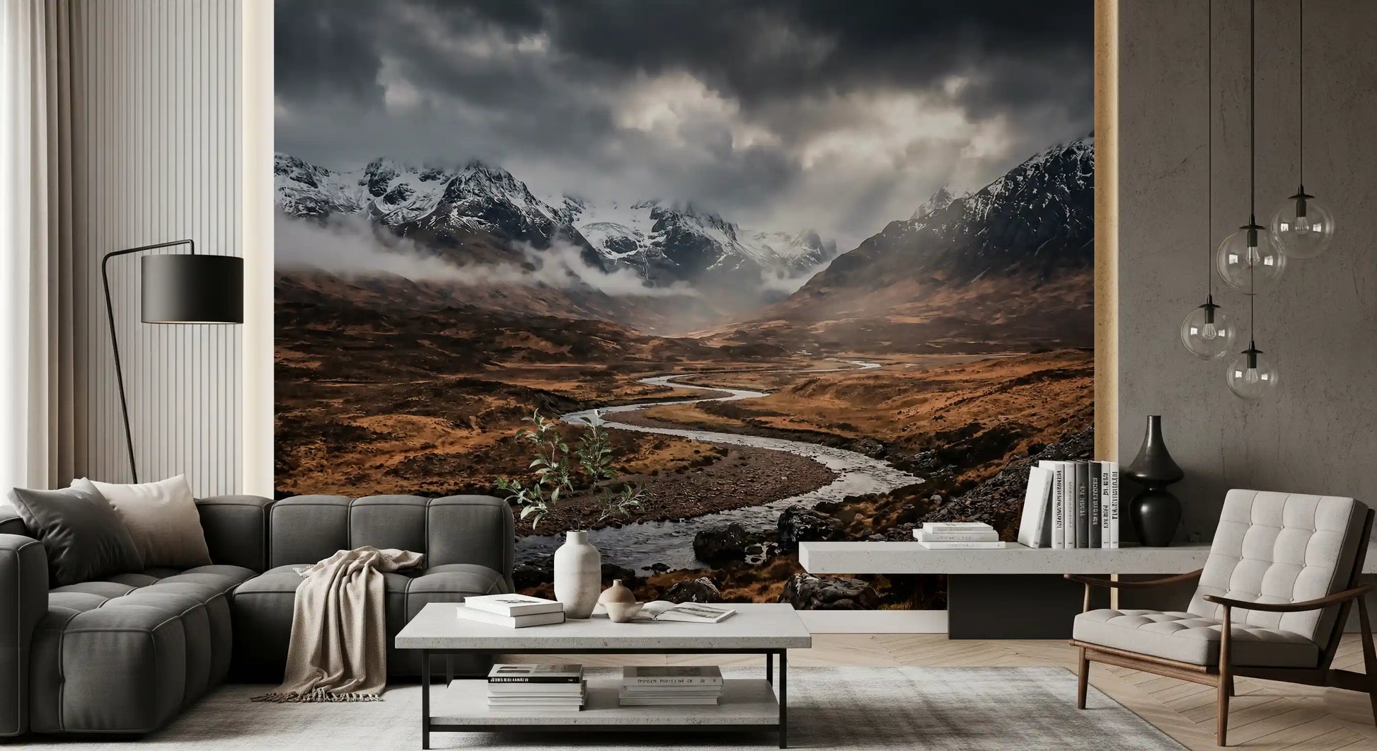 Office wall with Highlands Dramatic Embrace wall mural dramatic terrain