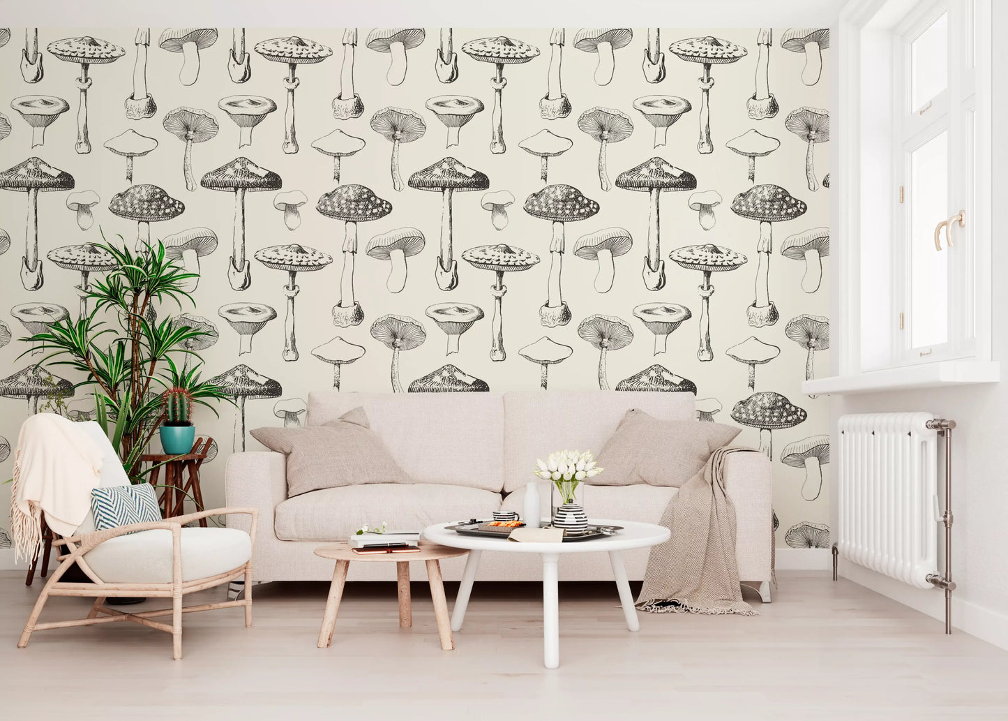 Office Home featuring Forest Mushroom Sketch Wallpaper design.