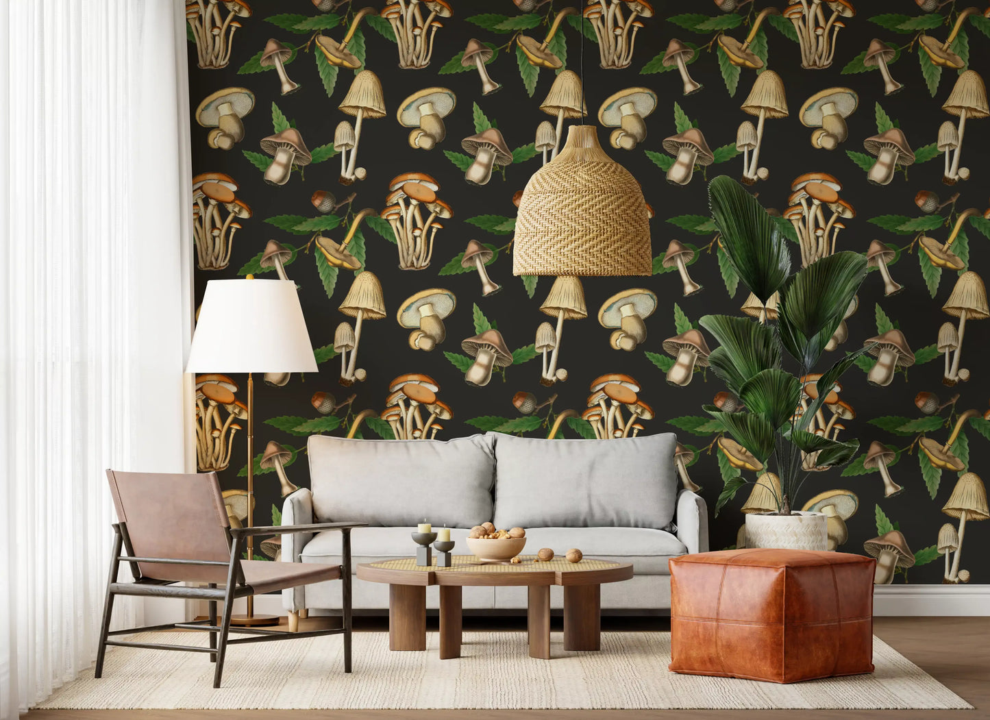 Patrón de hongos del bosque vintage Wallpaper⁠