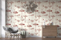 Sketch-led fungi repeat enriches Vintage Grove wallpaper with natural charm