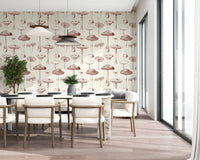 Fine cap and stem details define Vintage Mushroom wallpaper beautifully