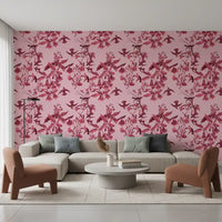 Flowing stems shape Magenta Botanical wallpaper in a vivid pink repeat