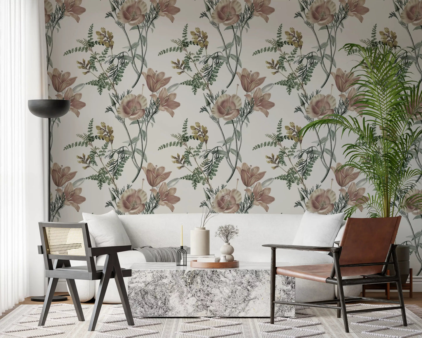 Papel de Parede Floración de Jardín Tradicional