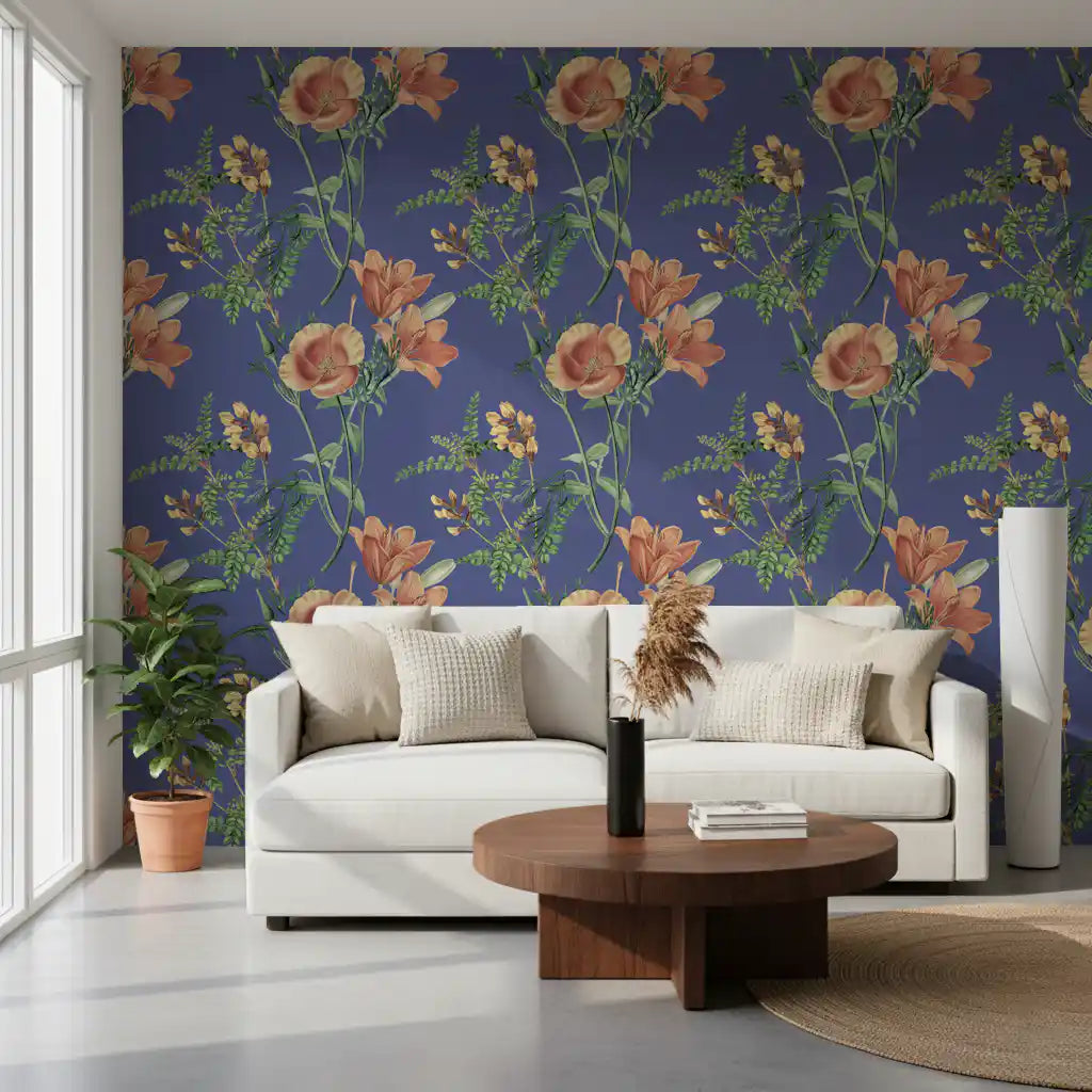 Tapet Flori Antice pe Fundal de Vinca