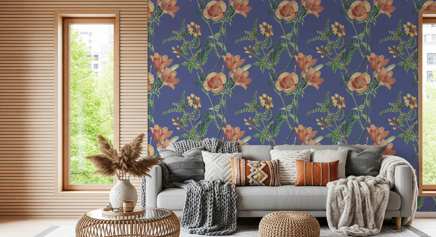 Tapet Flori Antice pe Fundal de Vinca