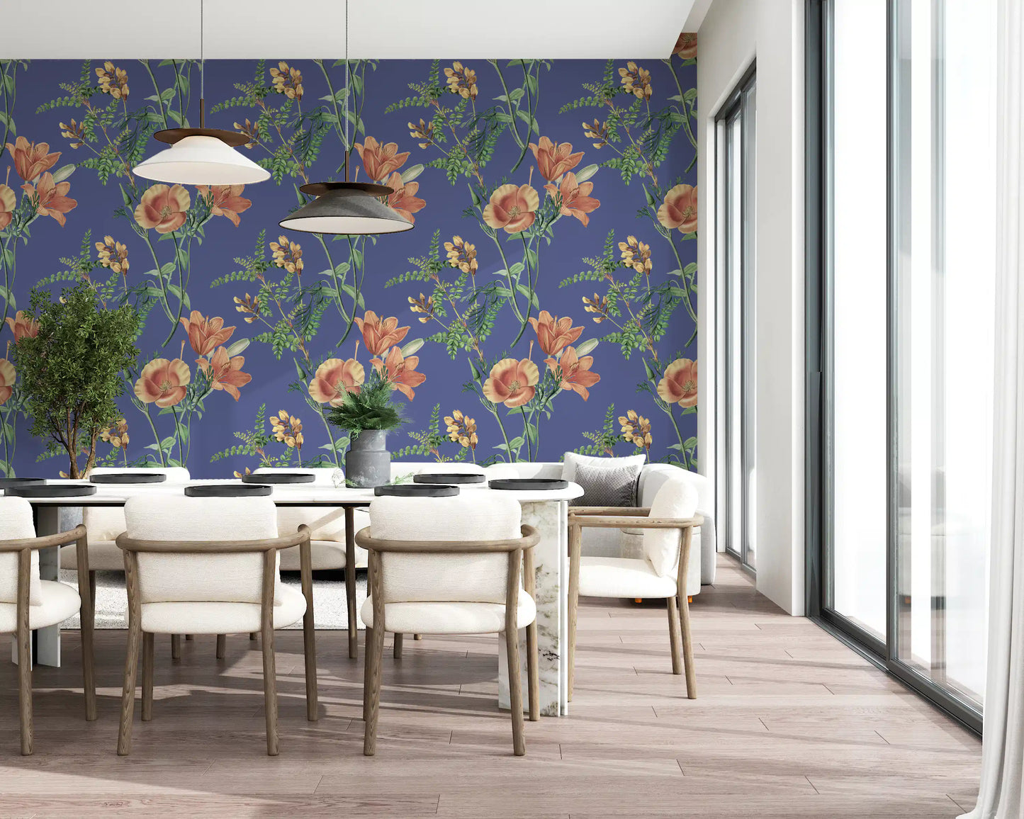 Tapet Flori Antice pe Fundal de Vinca