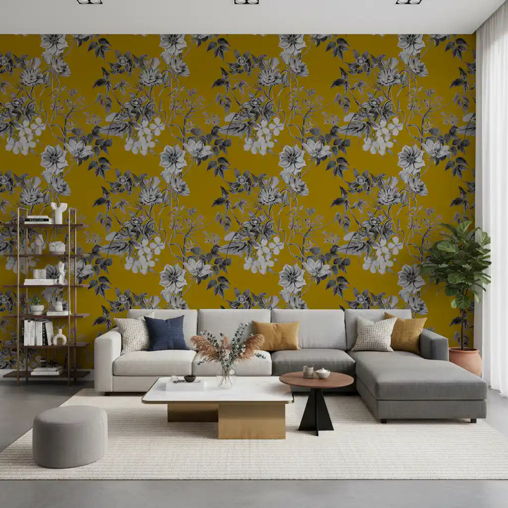 Boceto botánico de Flor de Ocre Wallpaper⁠