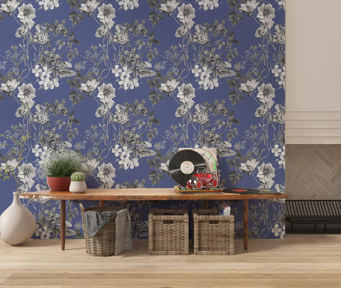 Papier peint Boceto botánico de la vinca