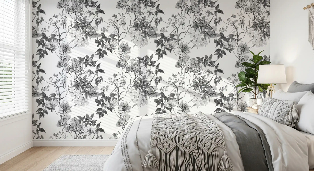 Papier peint botanique monochromatique