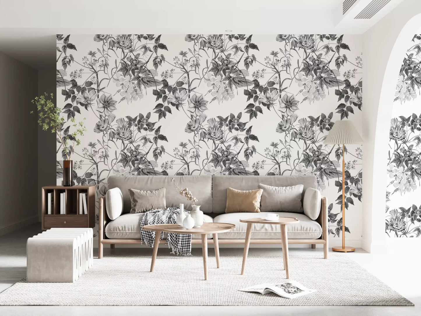 Papier peint botanique monochromatique