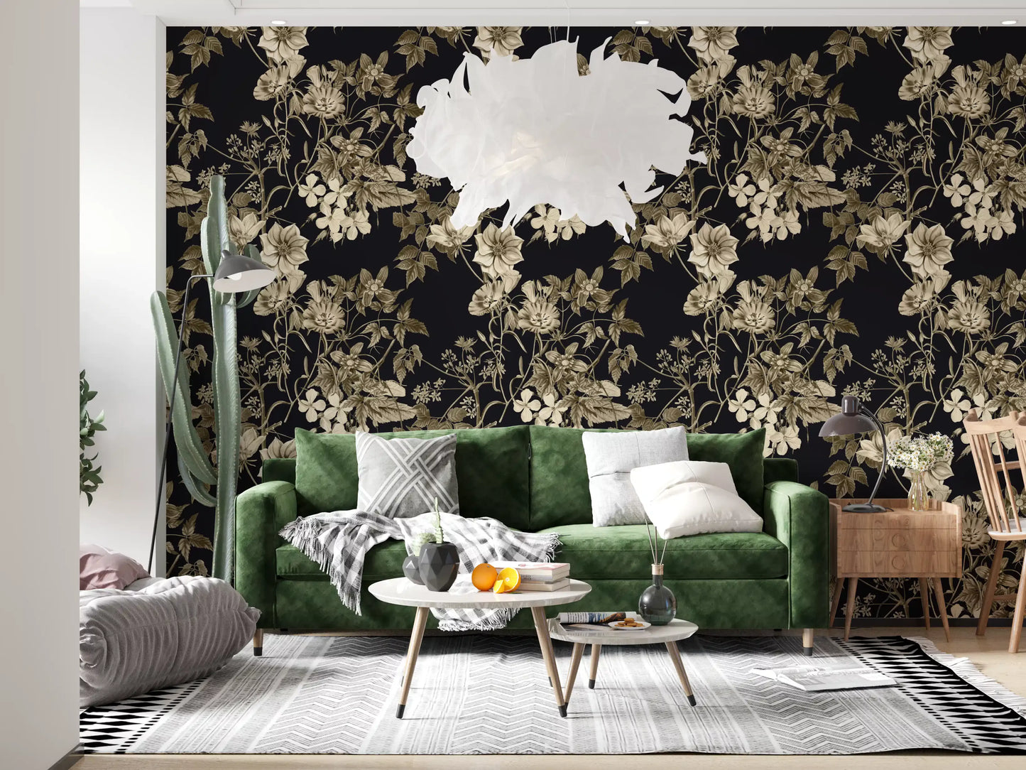 Papier peint Élégance botanique noire