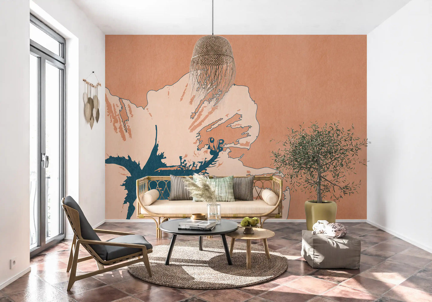 Fresque murale Flor de tinta tropical