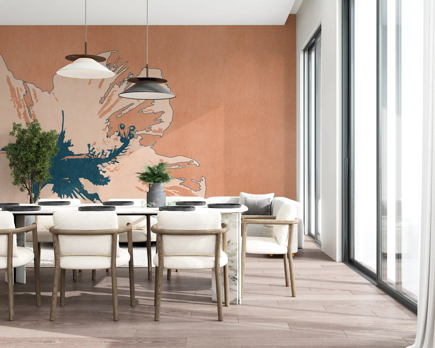 Fresque murale Flor de tinta tropical