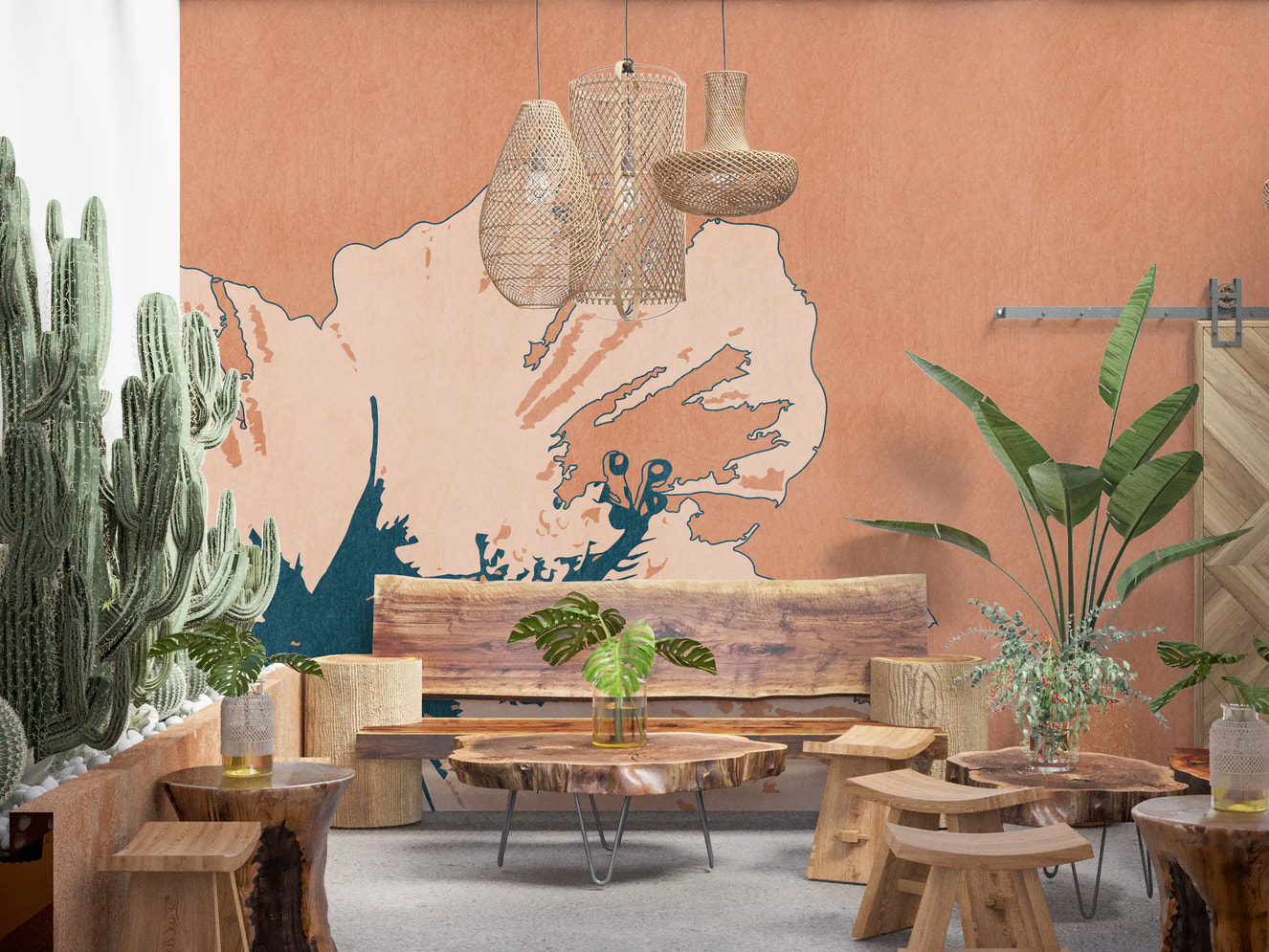 Fresque murale Flor de tinta tropical