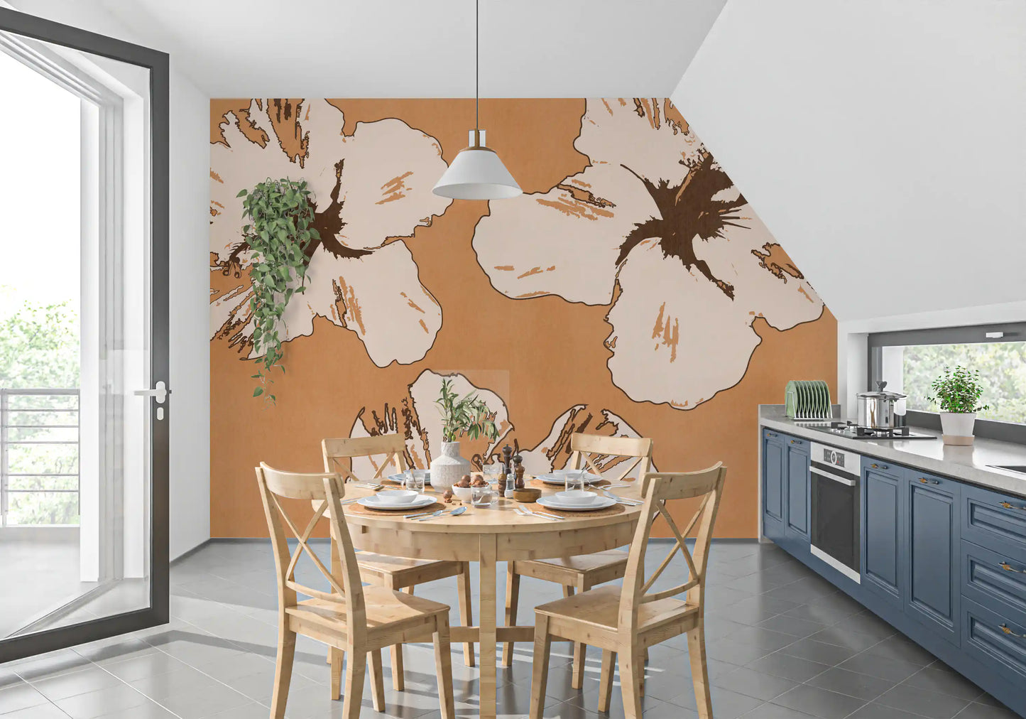 Varm blanding af hibiscus vægmaleri