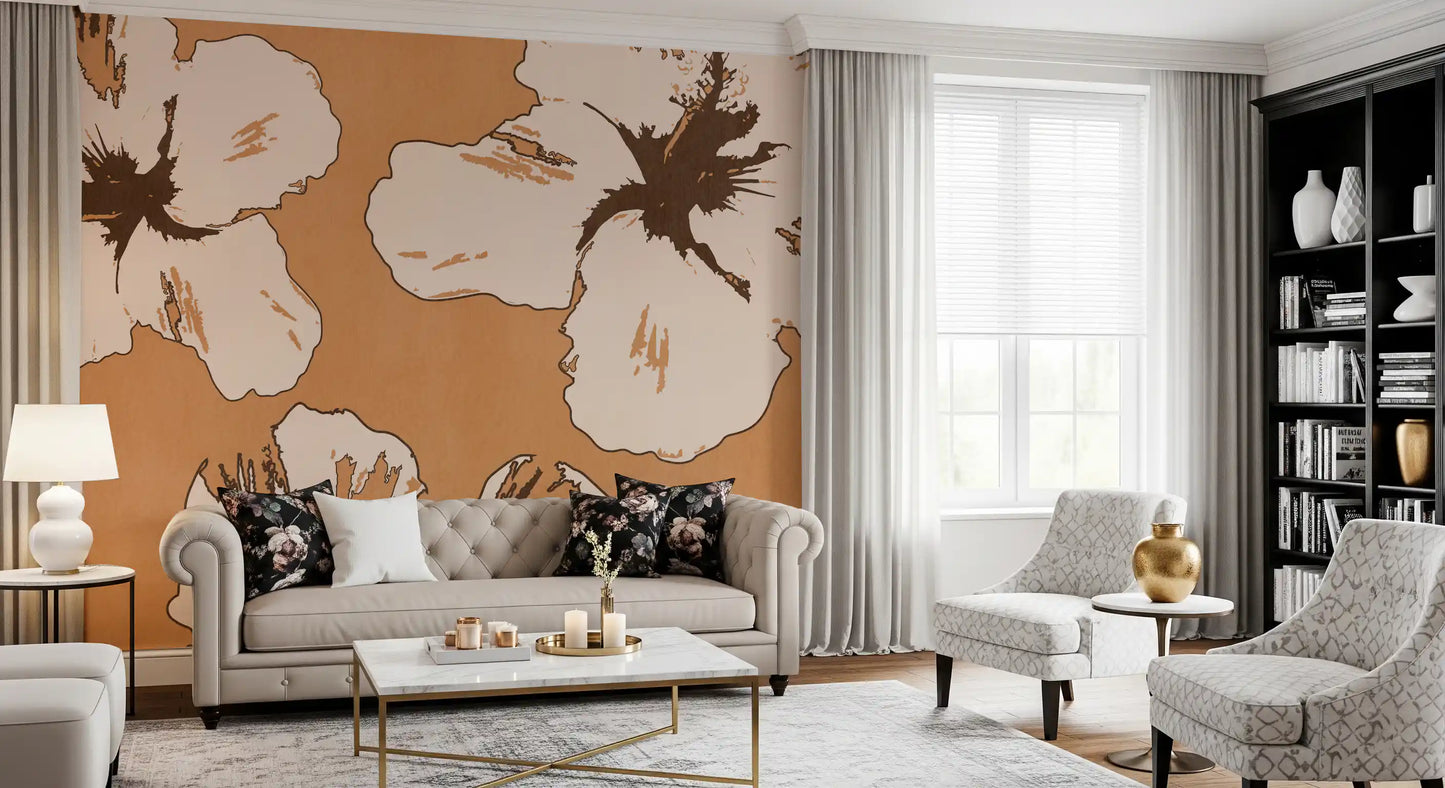 Varm blanding af hibiscus vægmaleri