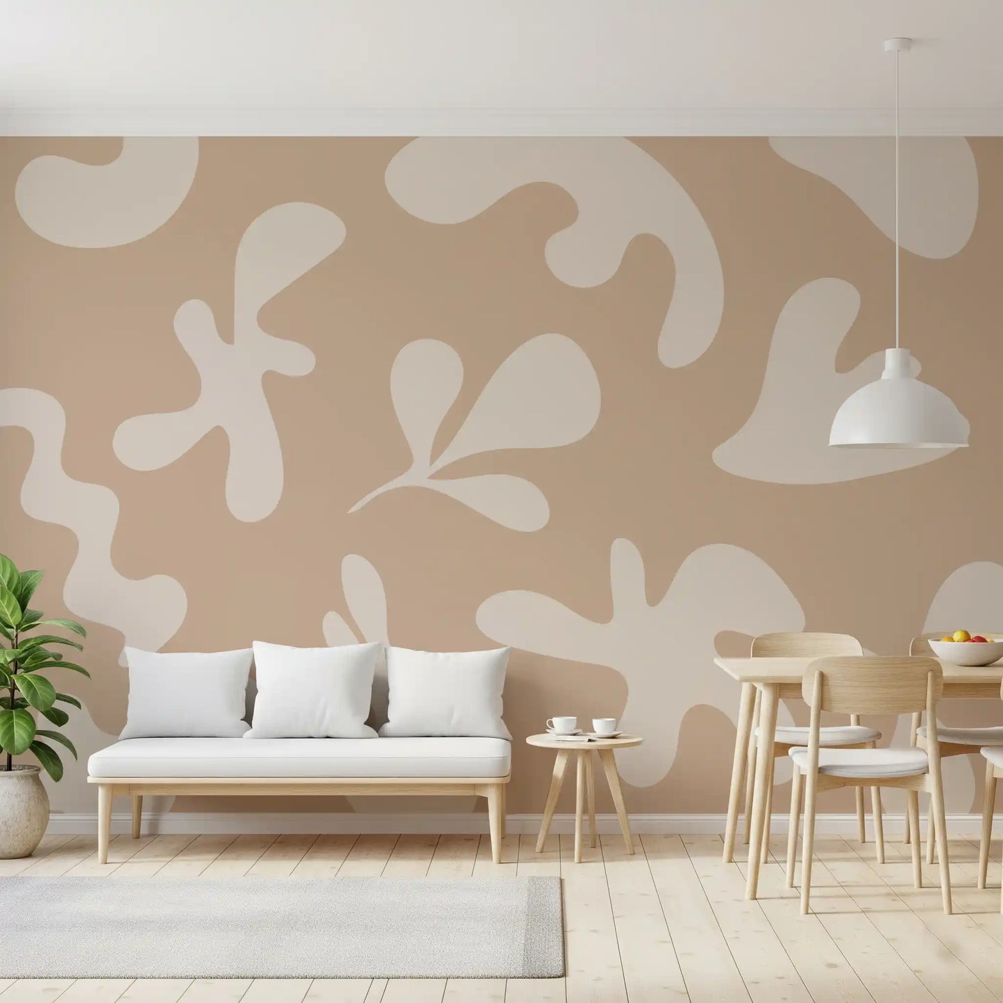 Organisk flyt i beige. Veggmaleri