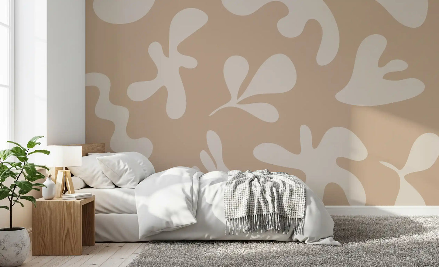 Organisk flyt i beige. Veggmaleri