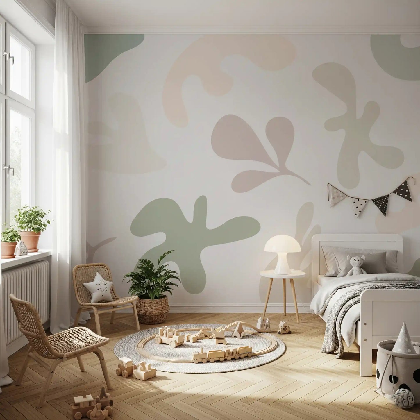 Bedroom styled Soft Abstract Serenity mural soft pattern