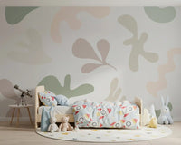 Soft Abstract Serenity wall mural with muted pastel shapes