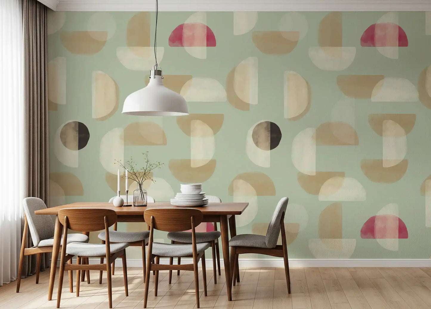 Abstract pattern wall mural Soft Modern Shapes muted tones