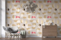 Neutral pattern wall mural Abstract Whispering Shapes design