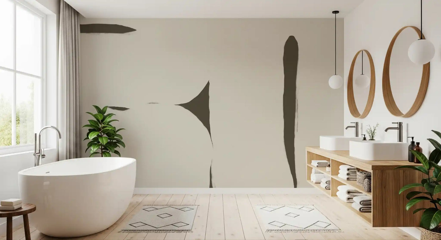 Modern neutral wall mural Silenced Current curved forms