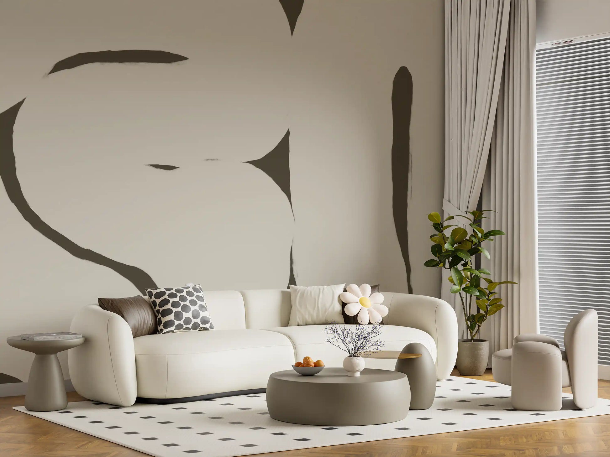 Silenced Current mural showing organic shape pattern layout