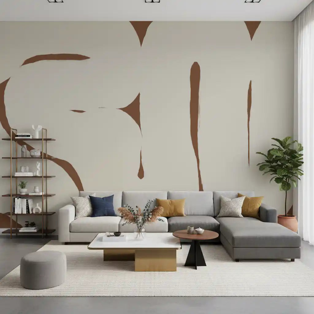 Hallway with Organic Embrace wall mural flowing form pattern