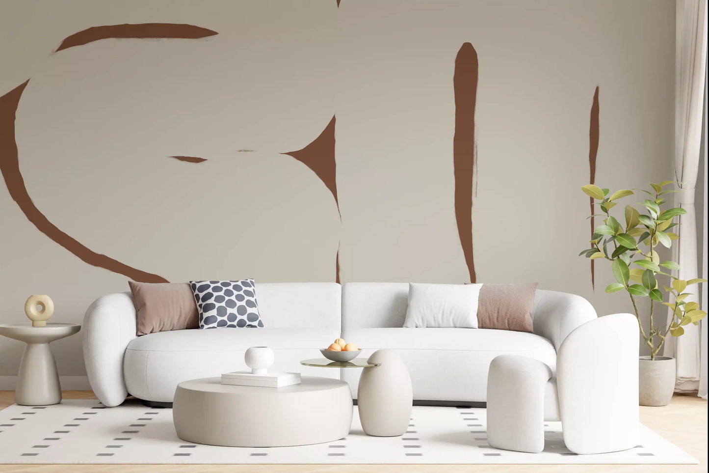 Living room Organic Embrace wall mural abstract beige shapes