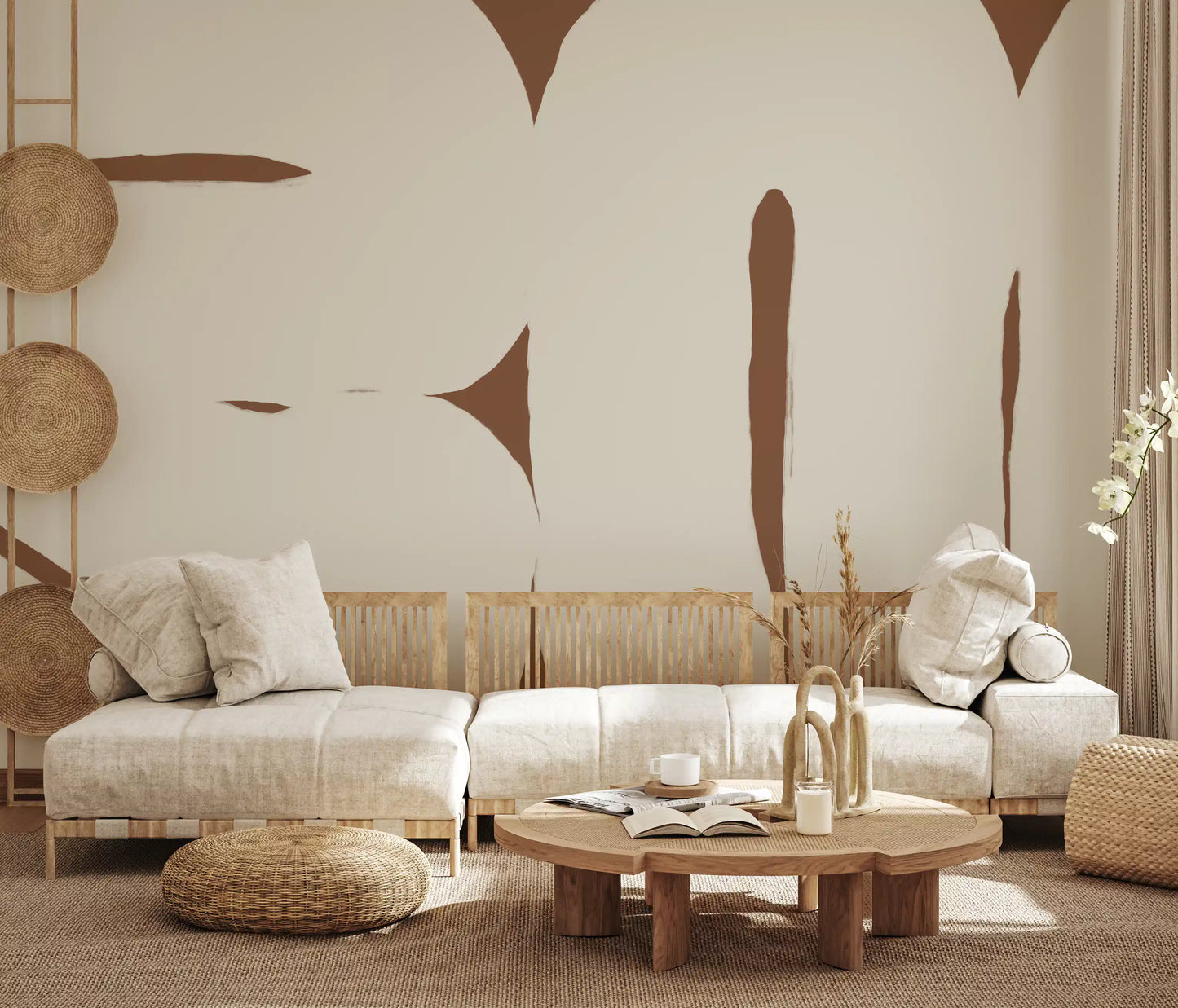 Office wall Organic Embrace mural modern abstract shapes