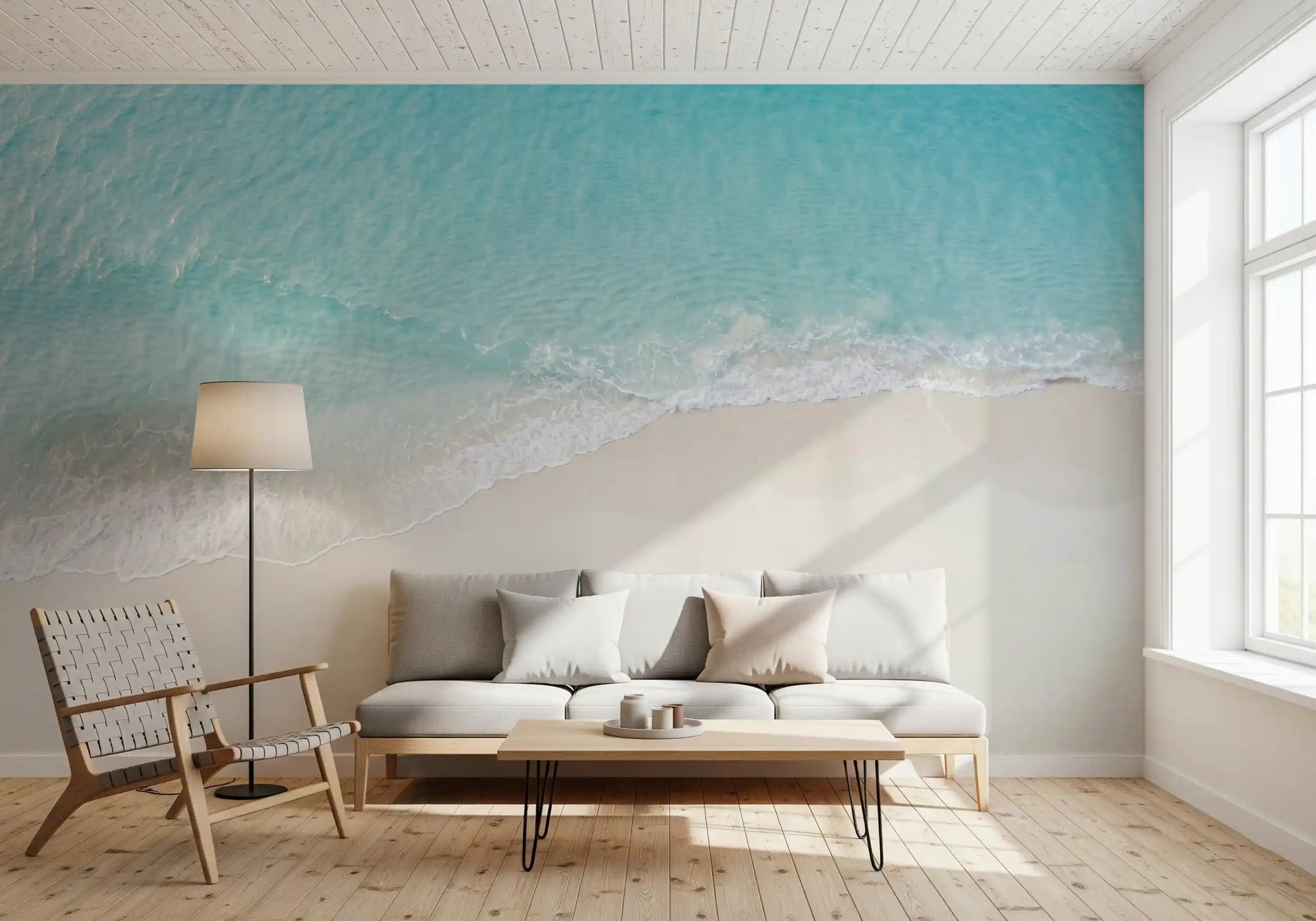 Hallway White Sand wall mural with clear ocean water and shoreline detail