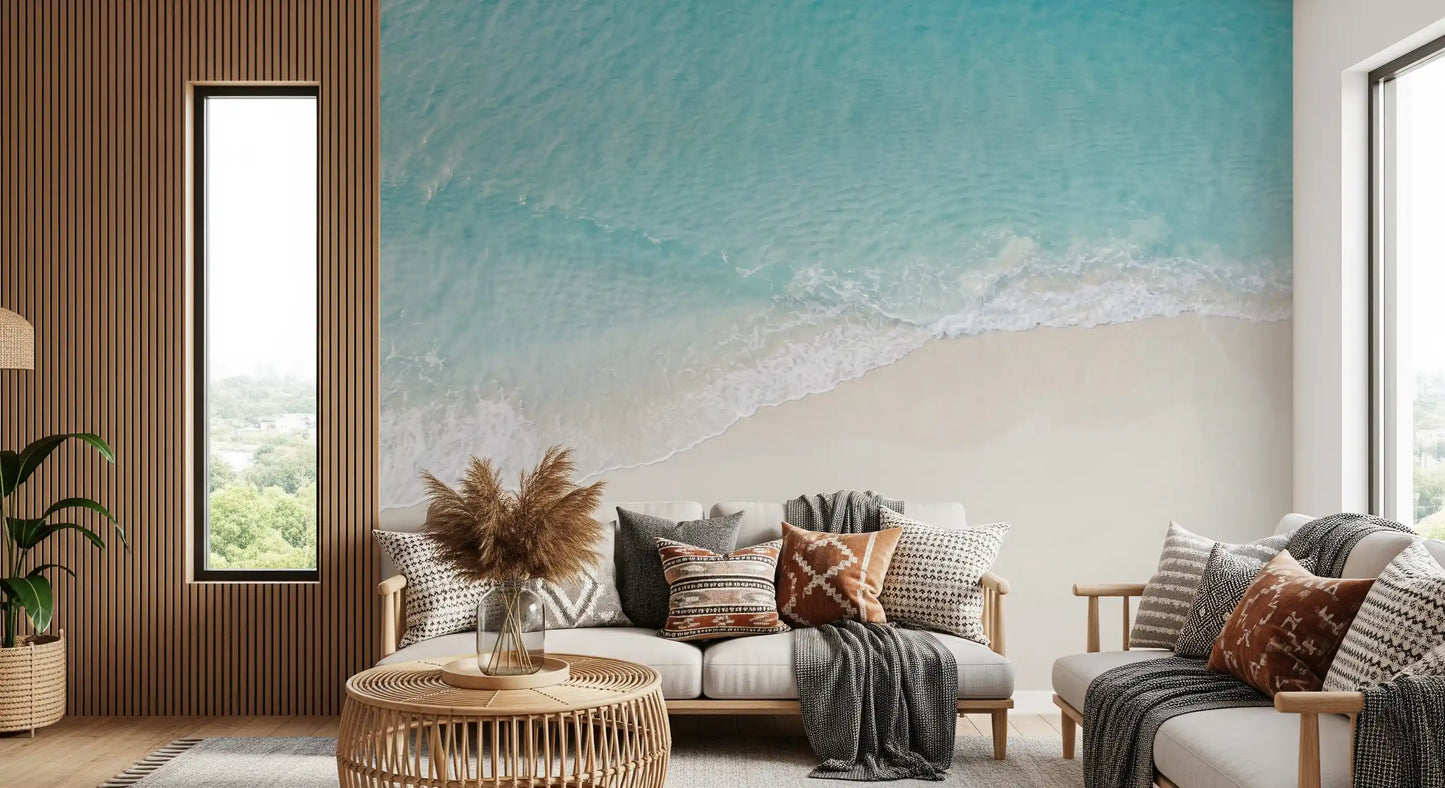 Hallway Turquoise Waters wall mural showing soft waves and pale beach