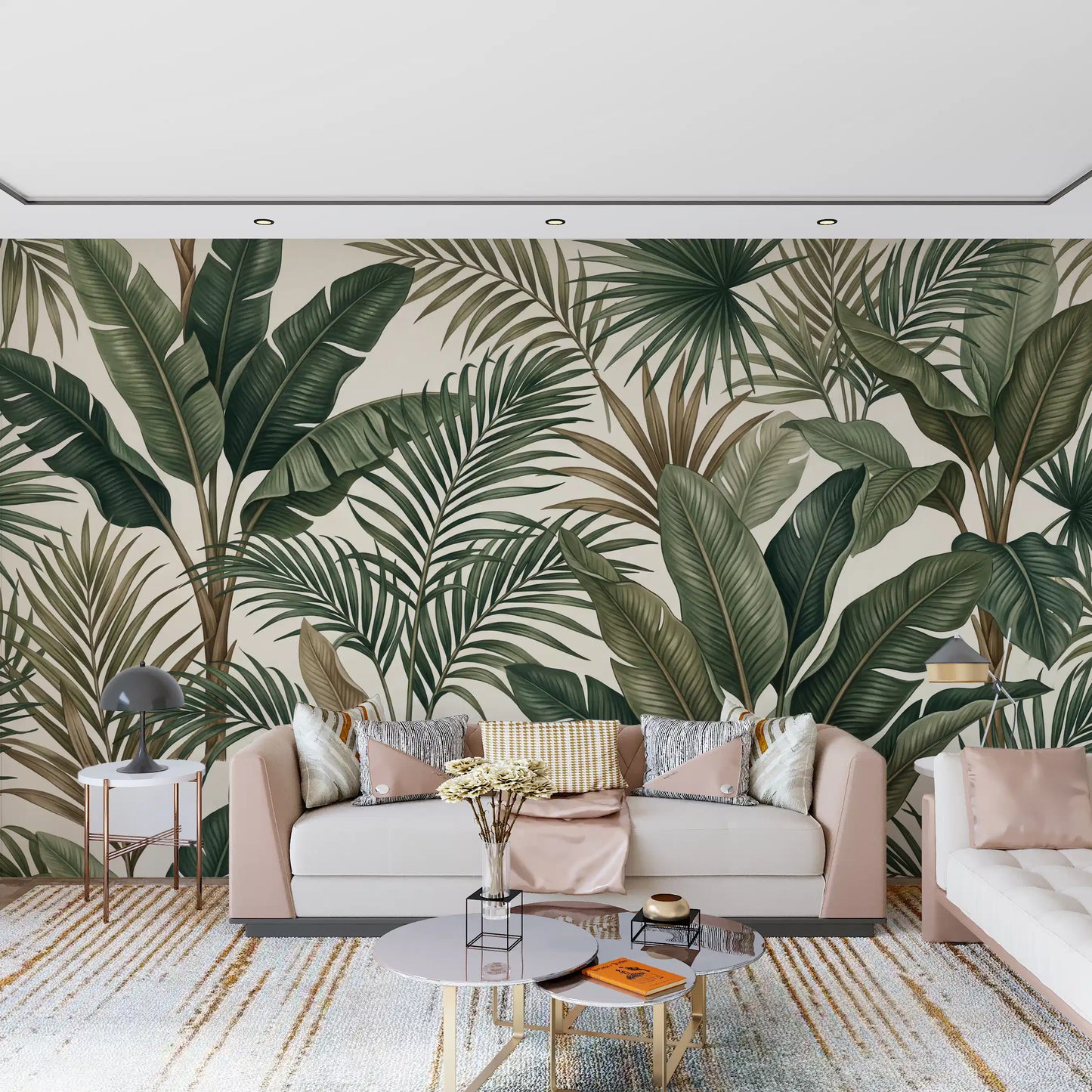 Lush tropisk løvverk veggmaleri