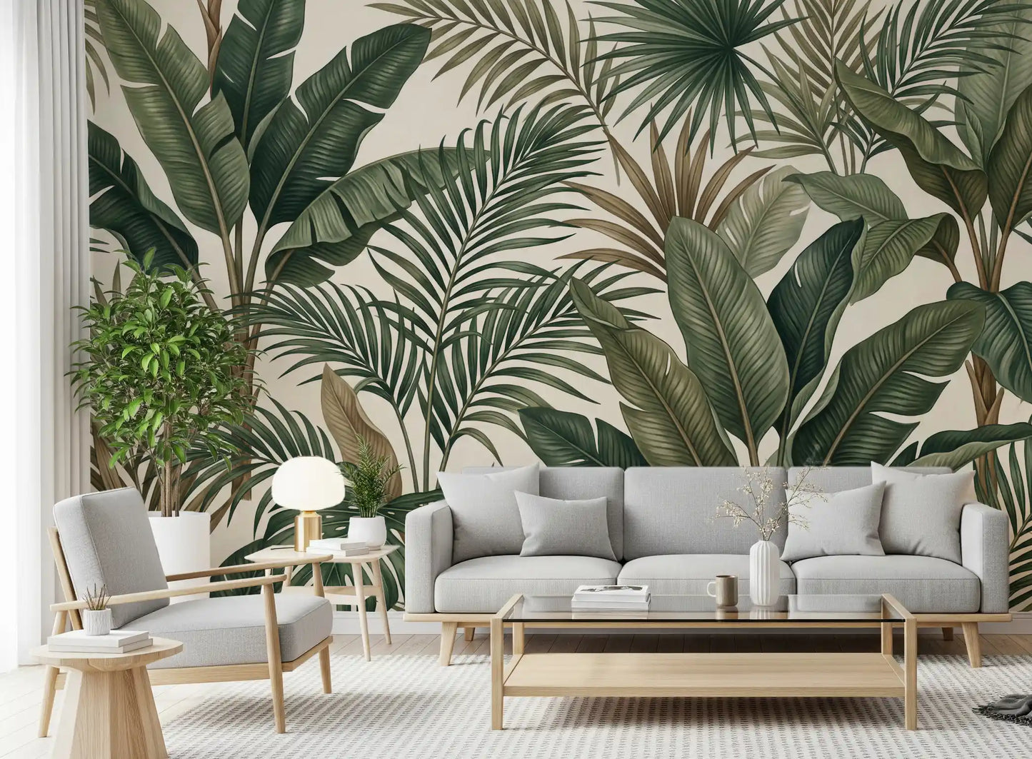 Lush tropisk løvverk veggmaleri