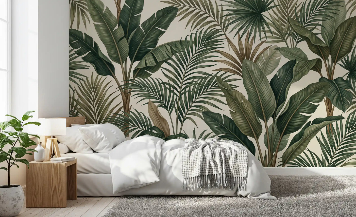 Lush tropisk løvverk veggmaleri