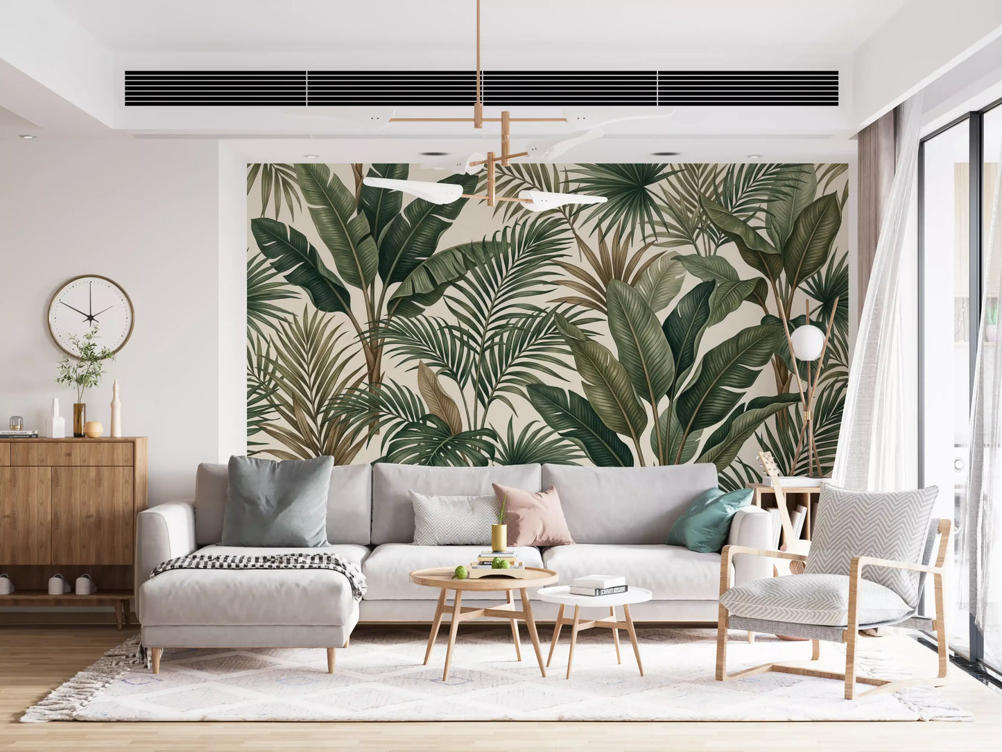 Lush tropisk løvverk veggmaleri