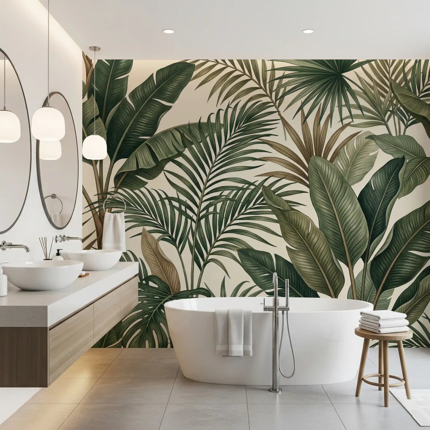 Lush tropisk løvverk veggmaleri