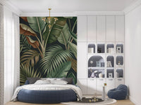 Jungle leaf mural showing Foliage Mystique botanical layering