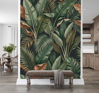 Home wall finished with Tropical Foliage Mystique mural design