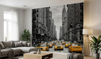 Hallway featuring Manhattan street mural and skyline perspective
