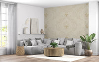 Elegant Regal wall mural with soft gold and beige detailing