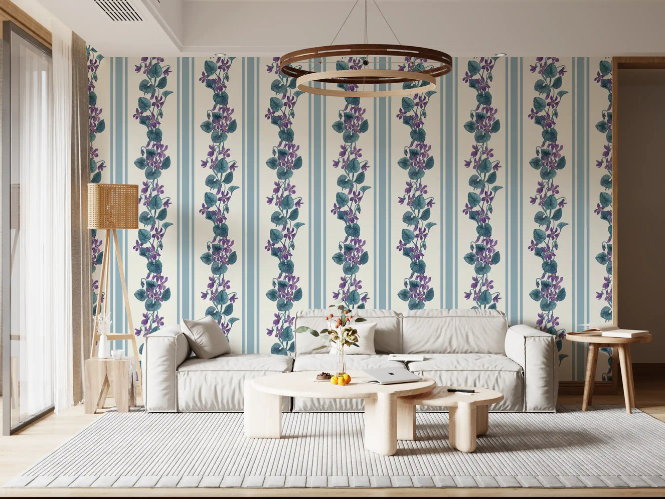Streifen und Veilchen / Blau und Violett Tapete⁠