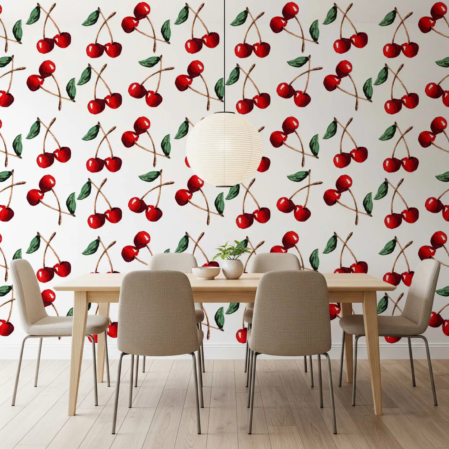 Akvarell Kirsebær Tapet