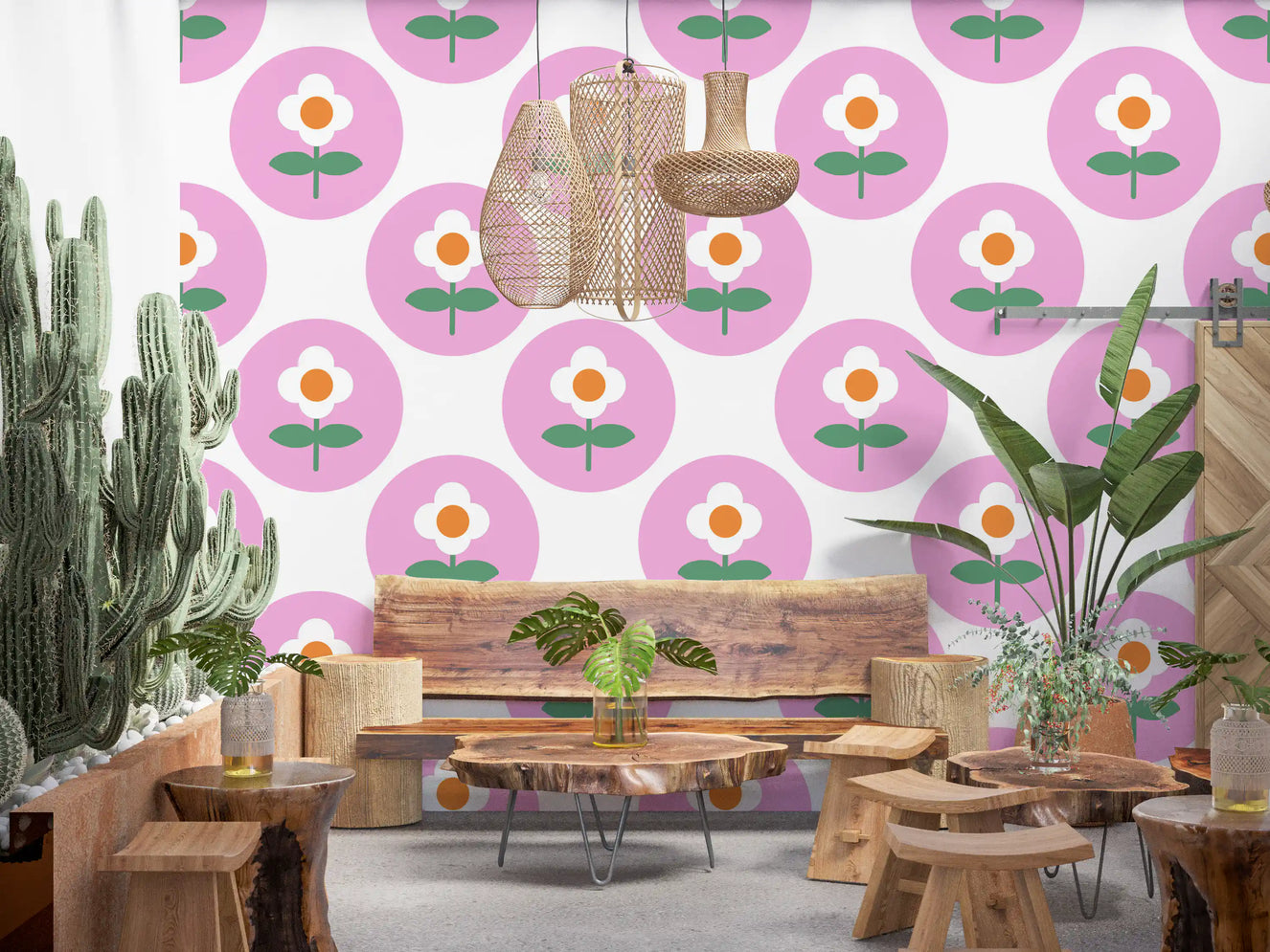 Carta da parati Retro Daisy Circles