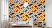 Bedroom using Spooky Checkerboard Bats Wallpaper in spooky bat design